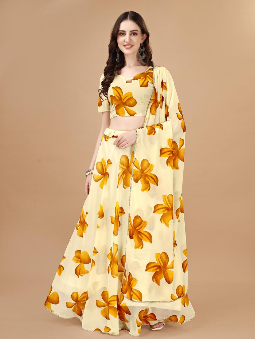 women yellow flared lehenga choli with dupatta - 20895954 -  Zoom Image - 0