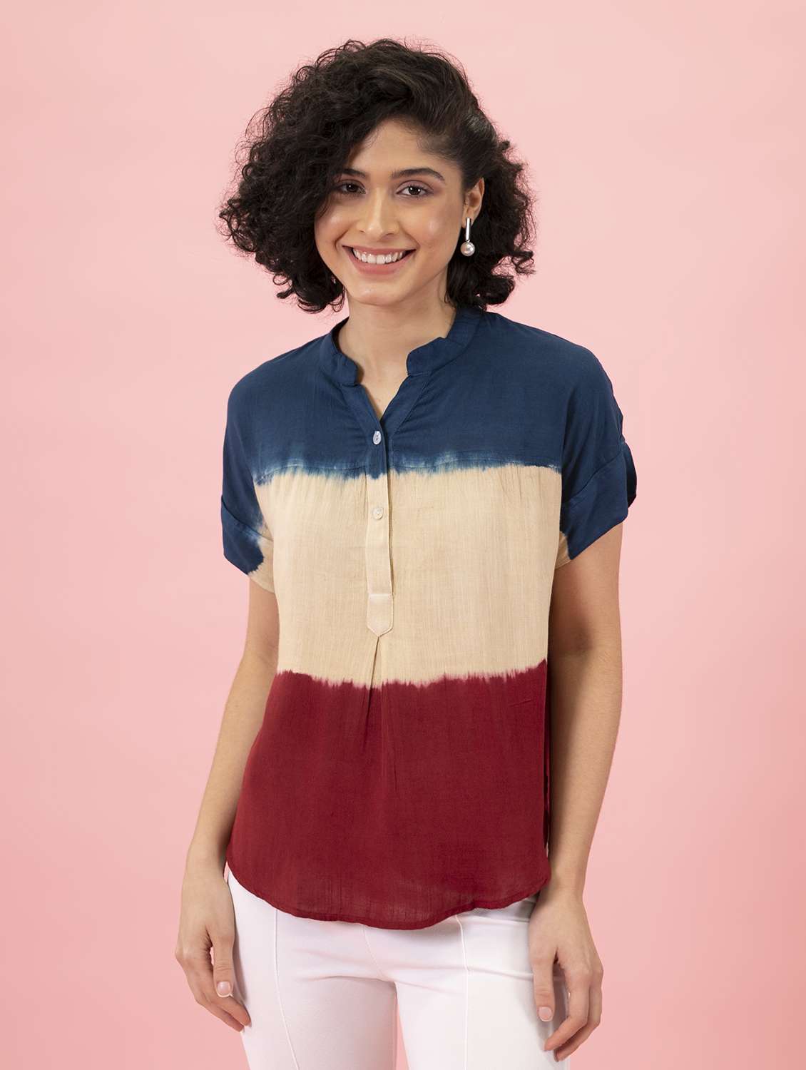 women tie & dye relaxed fit regular top