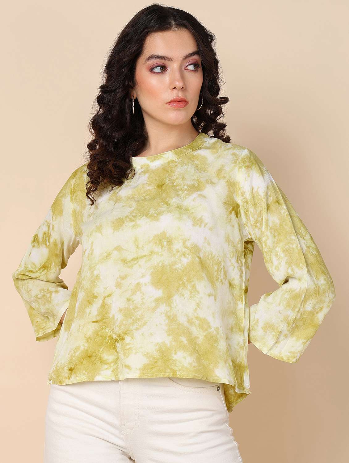 women tie & dye relaxed fit regular top