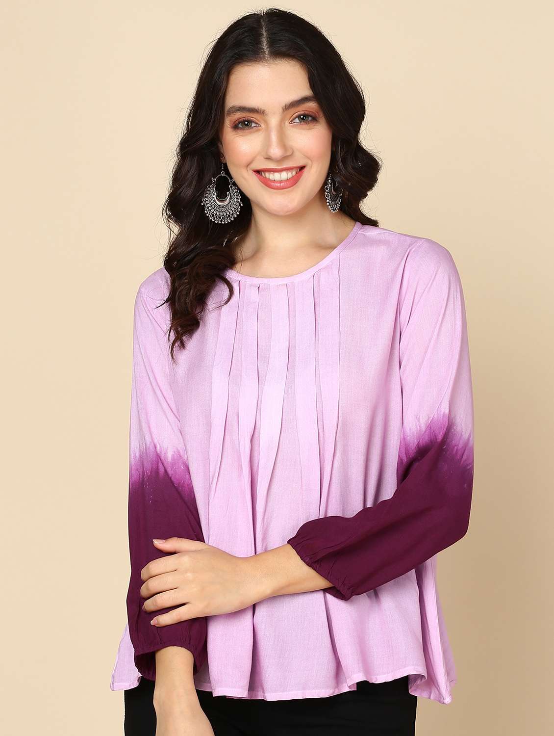 women tie & dye relaxed fit regular top