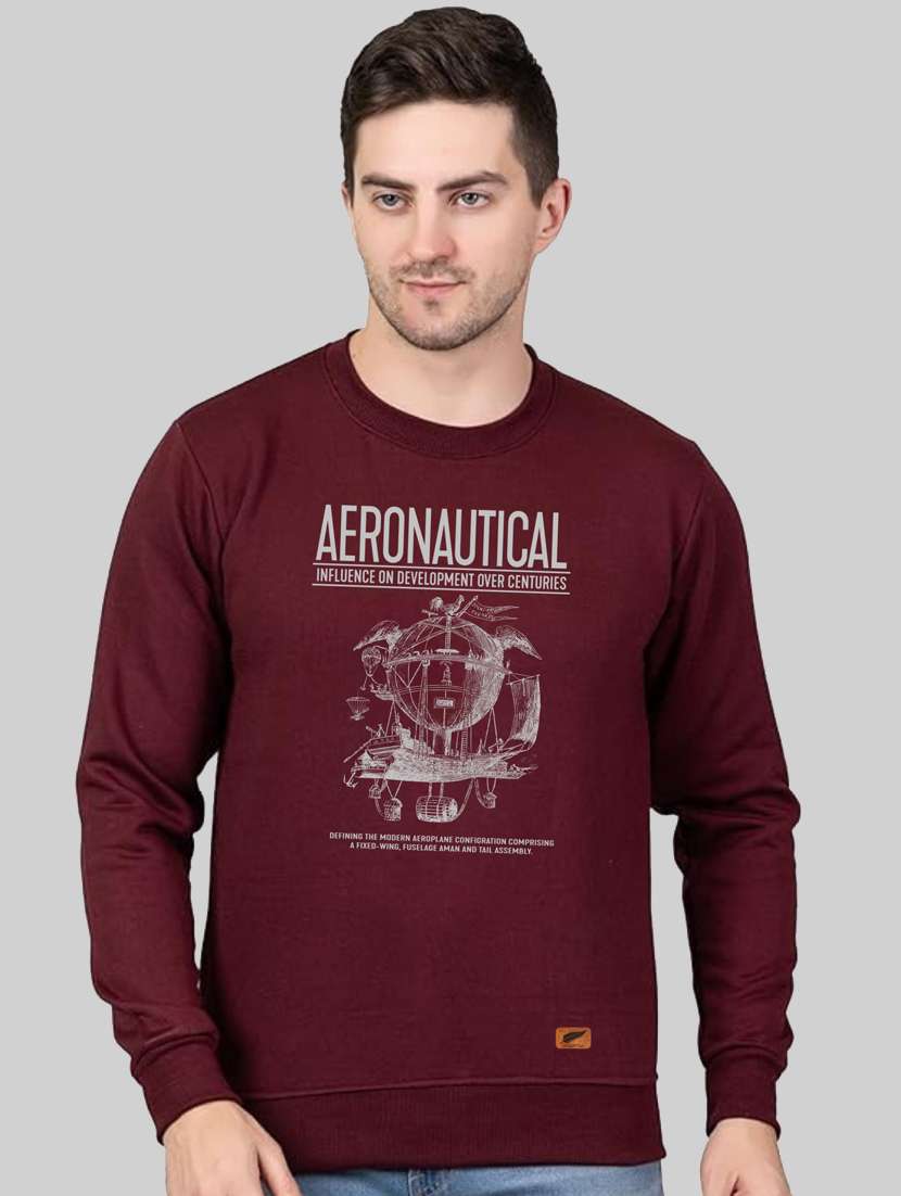 men round neck front print sweatshirt