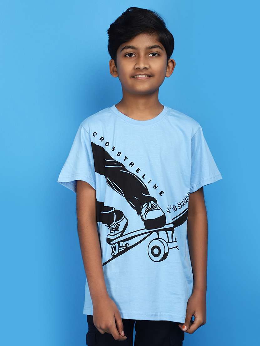blue cotton printed t-shirt