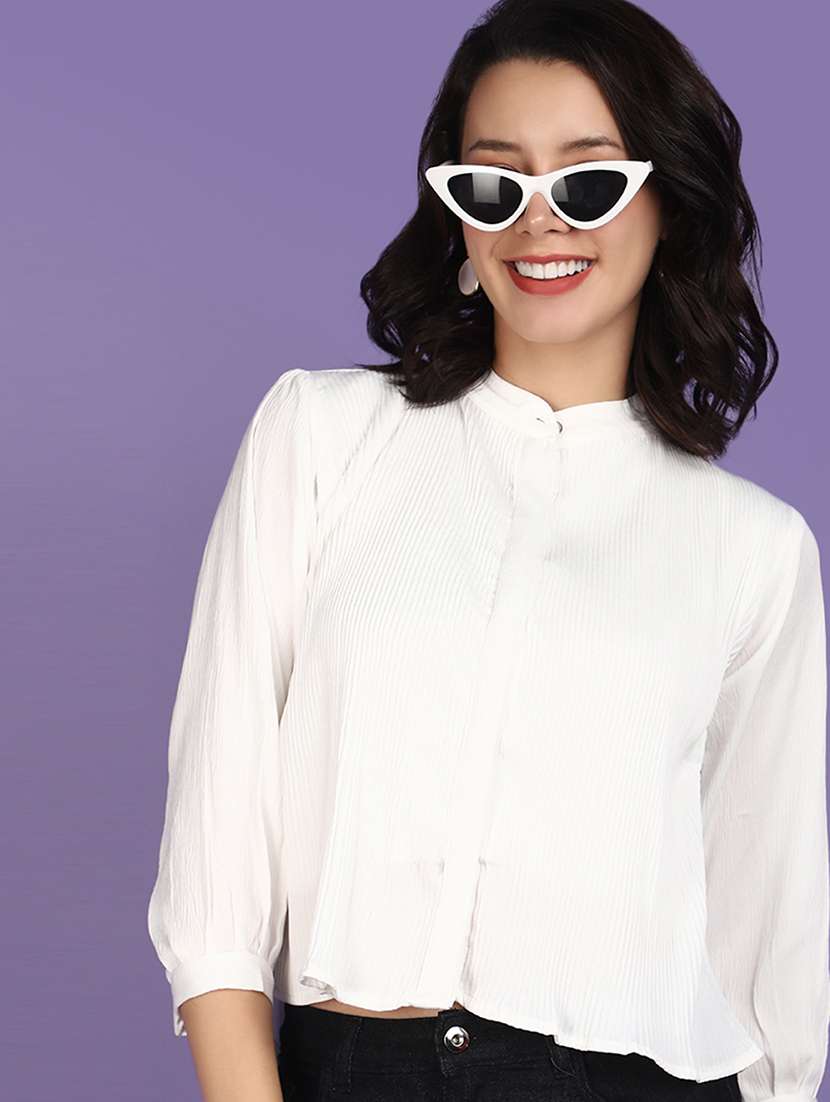 women white solid shirt top - 20901246 -  Standard Image - 2