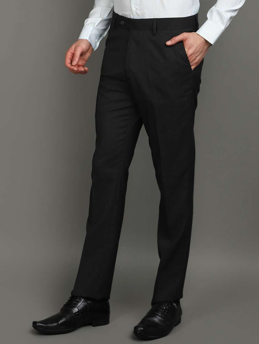 black cotton flat front  formal trouser - 20901304 -  Standard Image - 2