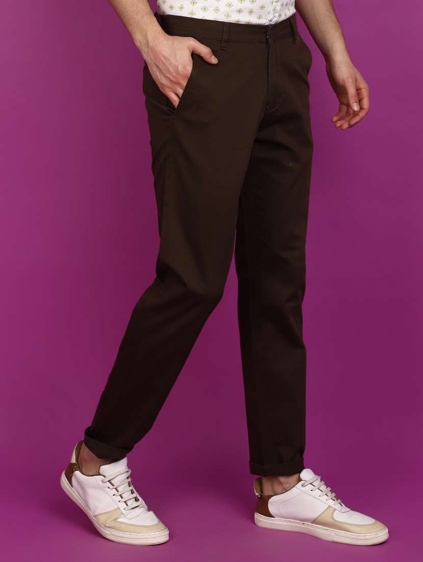 men solid full length chinos  - 20901321 -  Standard Image - 2