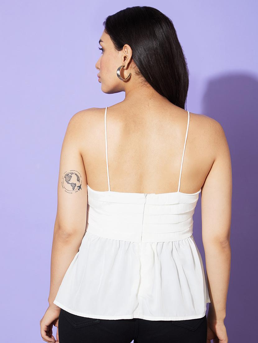off white solid peplum top - 20901451 - Standard Image - 2