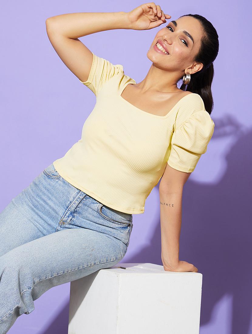 yellow solid regular top - 20901462 - Standard Image - 2