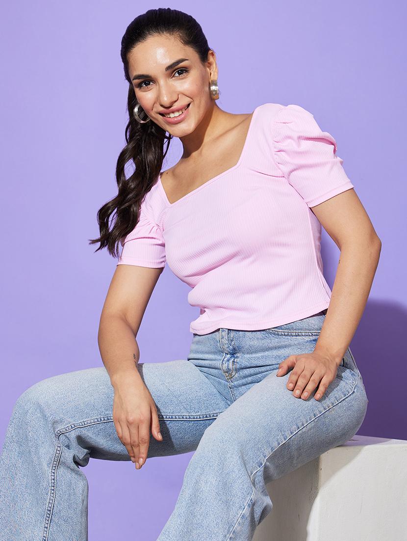 pink solid regular top - 20901463 - Standard Image - 2
