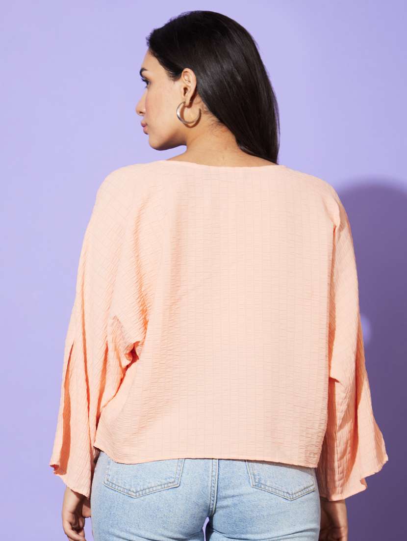 women peach self-designed regular top - 20901496 -  Standard Image - 2