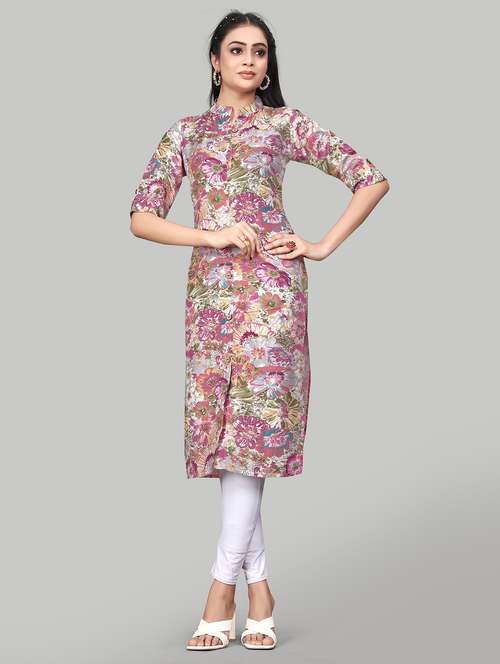 women floral print front slit kurta - 20901510 - Standard Image - 0