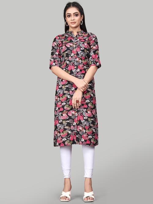 women floral print front slit kurta - 20901512 - Standard Image - 0