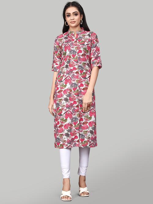 women floral print front slit kurta - 20901513 - Standard Image - 0