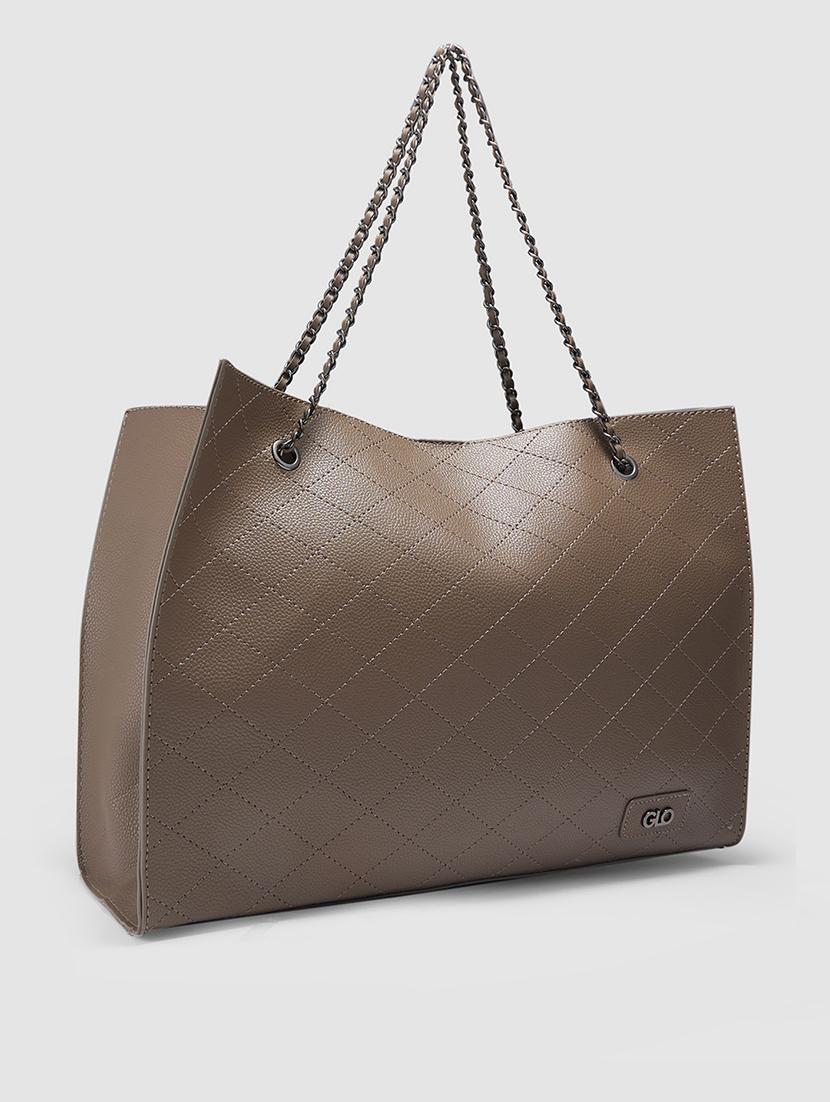 brown leatherette (pu) regular tote - 20906602 - Standard Image - 2