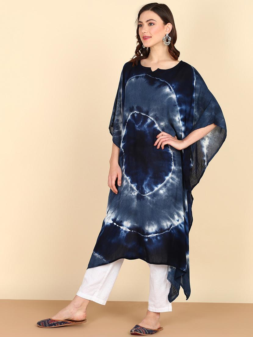 women tie & dye relaxed fit kaftan kurta - 20906626 - Standard Image - 2