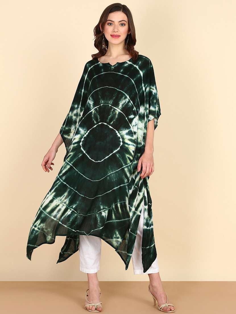 women tie & dye relaxed fit kaftan kurta