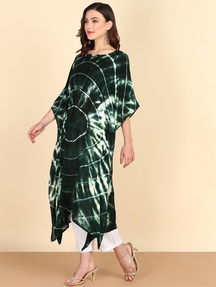 women tie & dye relaxed fit kaftan kurta - 20906632 - Standard Image - 2