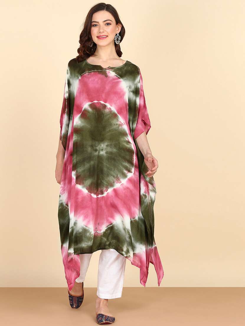 women tie & dye kimono sleeve kaftan kurta