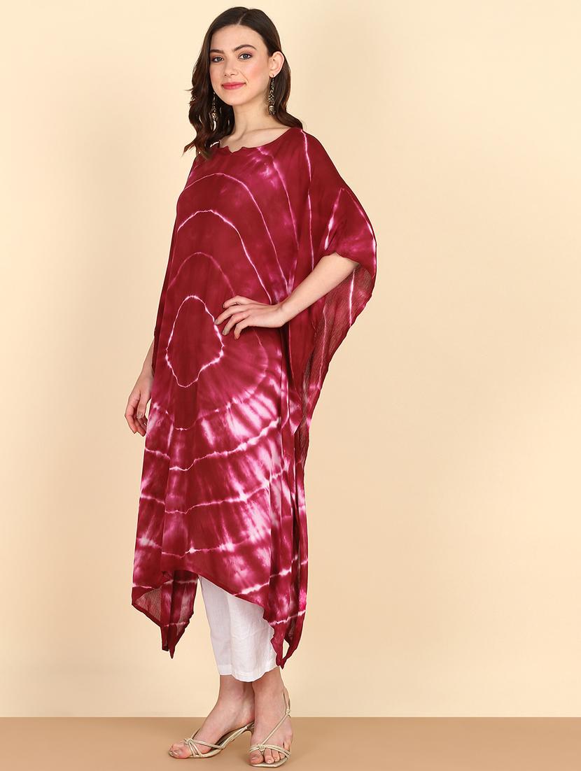 women tie & dye relaxed fit kaftan kurta - 20906635 - Standard Image - 2
