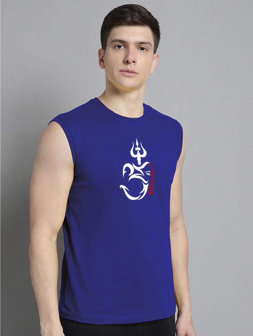 blue cotton chest print tshirt - 20906836 - Standard Image - 2