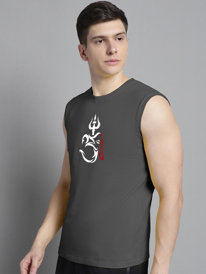 grey cotton chest print tshirt - 20906841 - Standard Image - 2