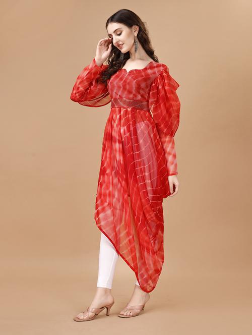women leheriya printed asymmetric kurta - 20906847 -  Standard Image - 0