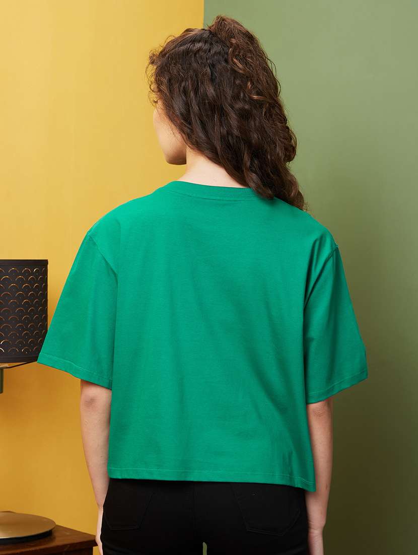 women typographic round neck boxy t-shirt - 20911608 -  Standard Image - 2