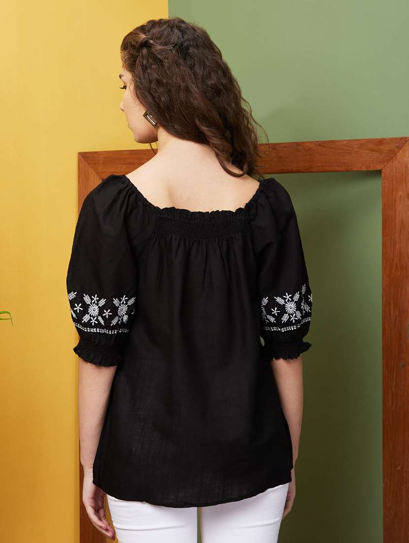 black embroidered regular tunic - 20911610 -  Standard Image - 2