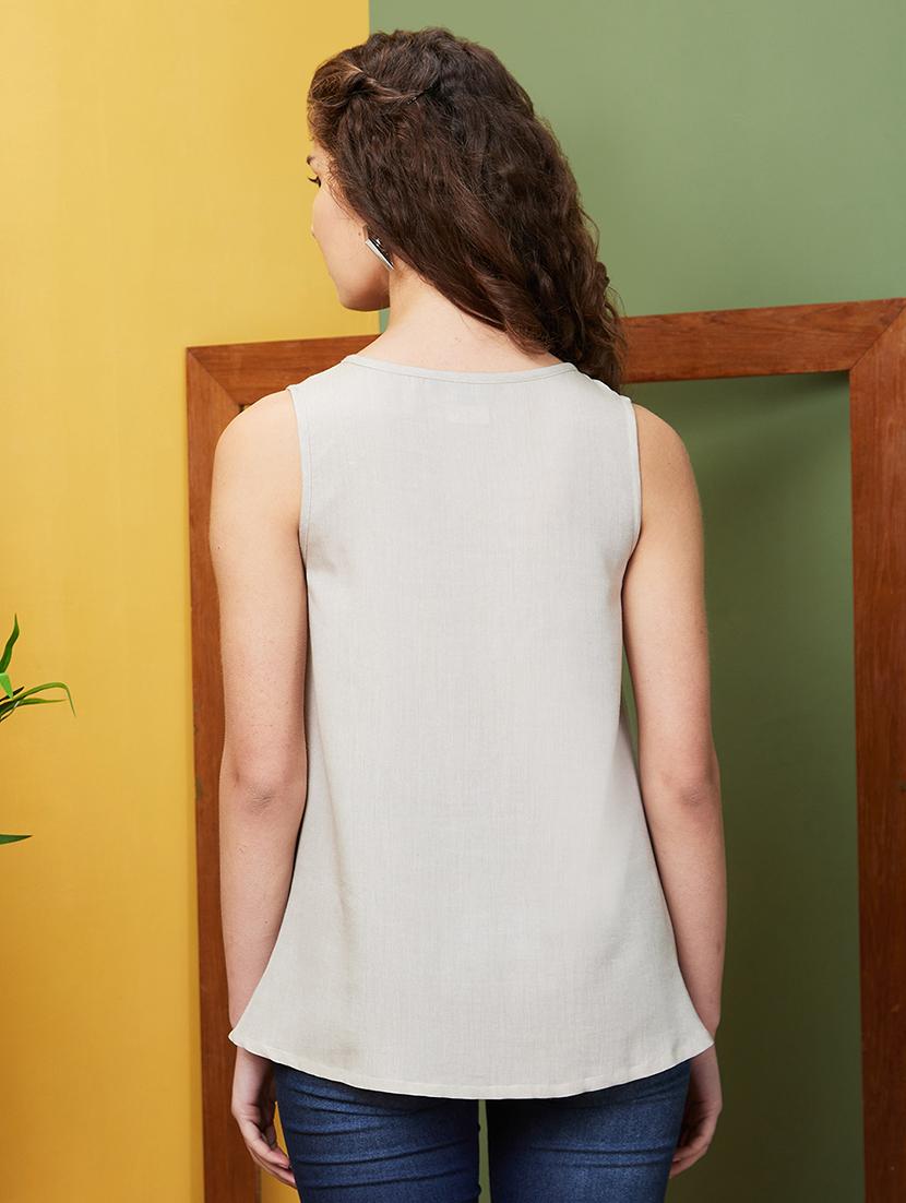 grey embroidered regular tunic - 20911612 - Standard Image - 2