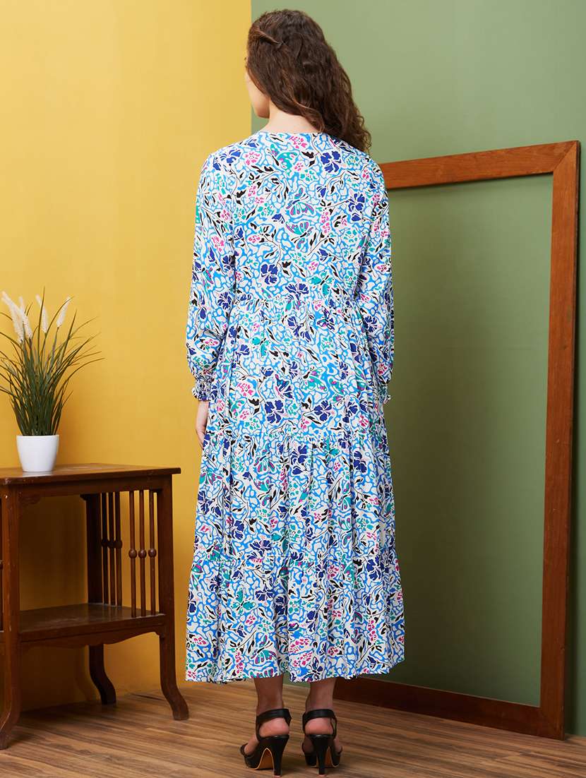 women multicolored printed fit & flare dress - 20911617 - Standard Image - 2