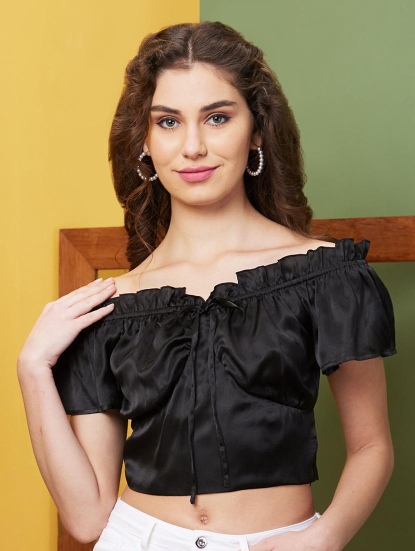 women black solid crop top - 20911622 - Zoom Image - 0