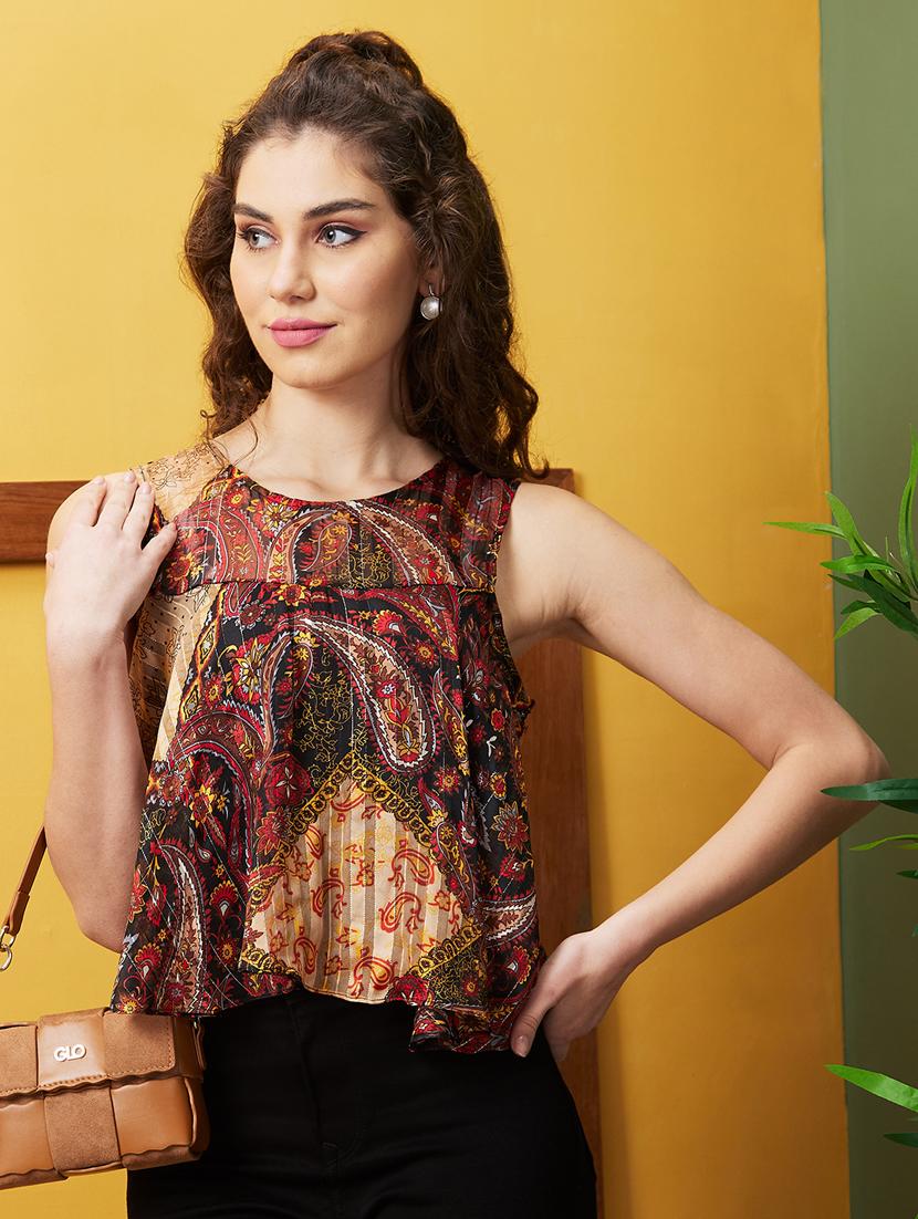 women multicolored printed peplum top - 20911635 -  Zoom Image - 0