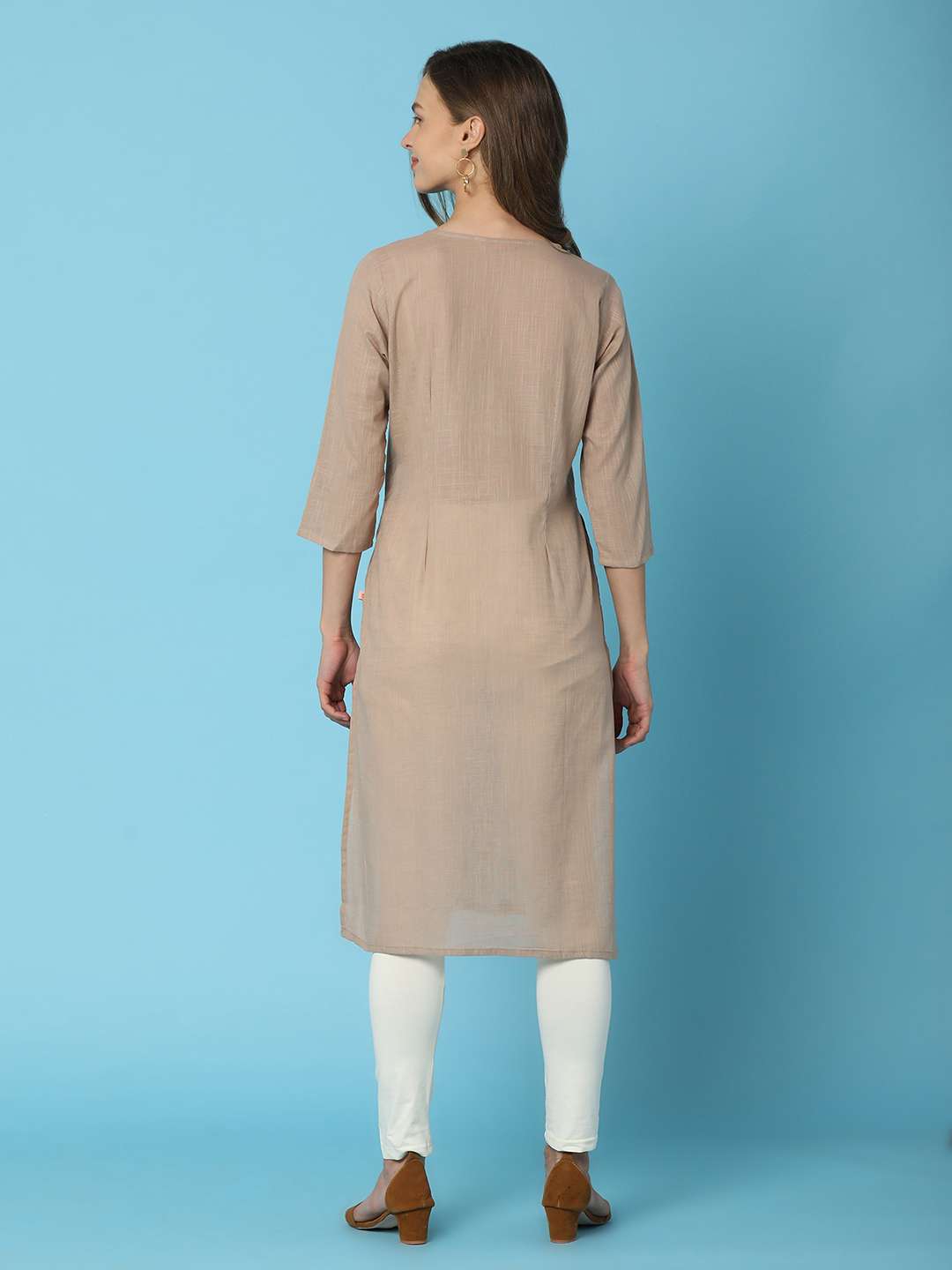 off white cotton spandex churidars & leggings - 20911723 - Standard Image - 2