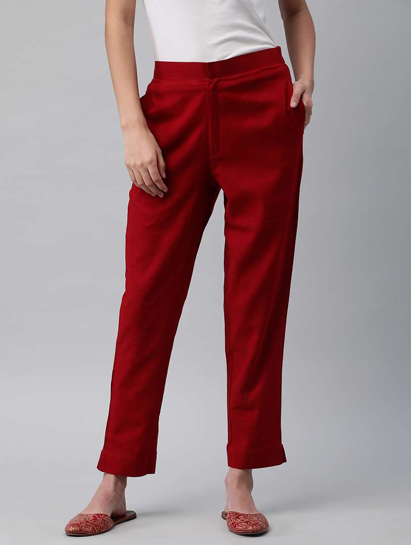 women solid cigarette pant 