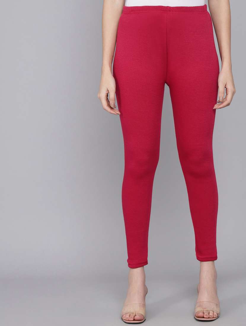 women high rise solid woolen legging