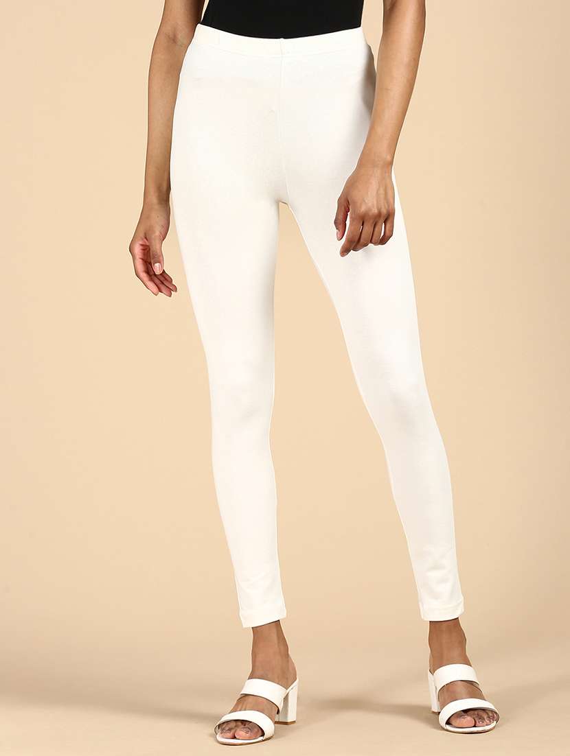 women solid ankle lenght legging