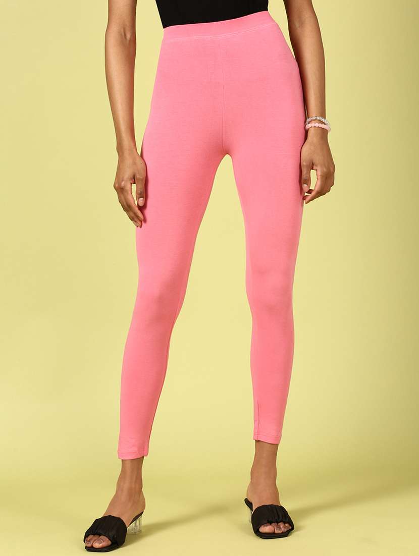 women solid ankle lenght legging