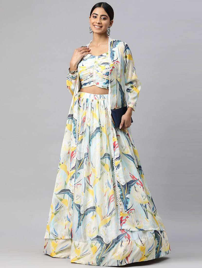 women's floral printed flared lehenga - 20912302 - Zoom Image - 0