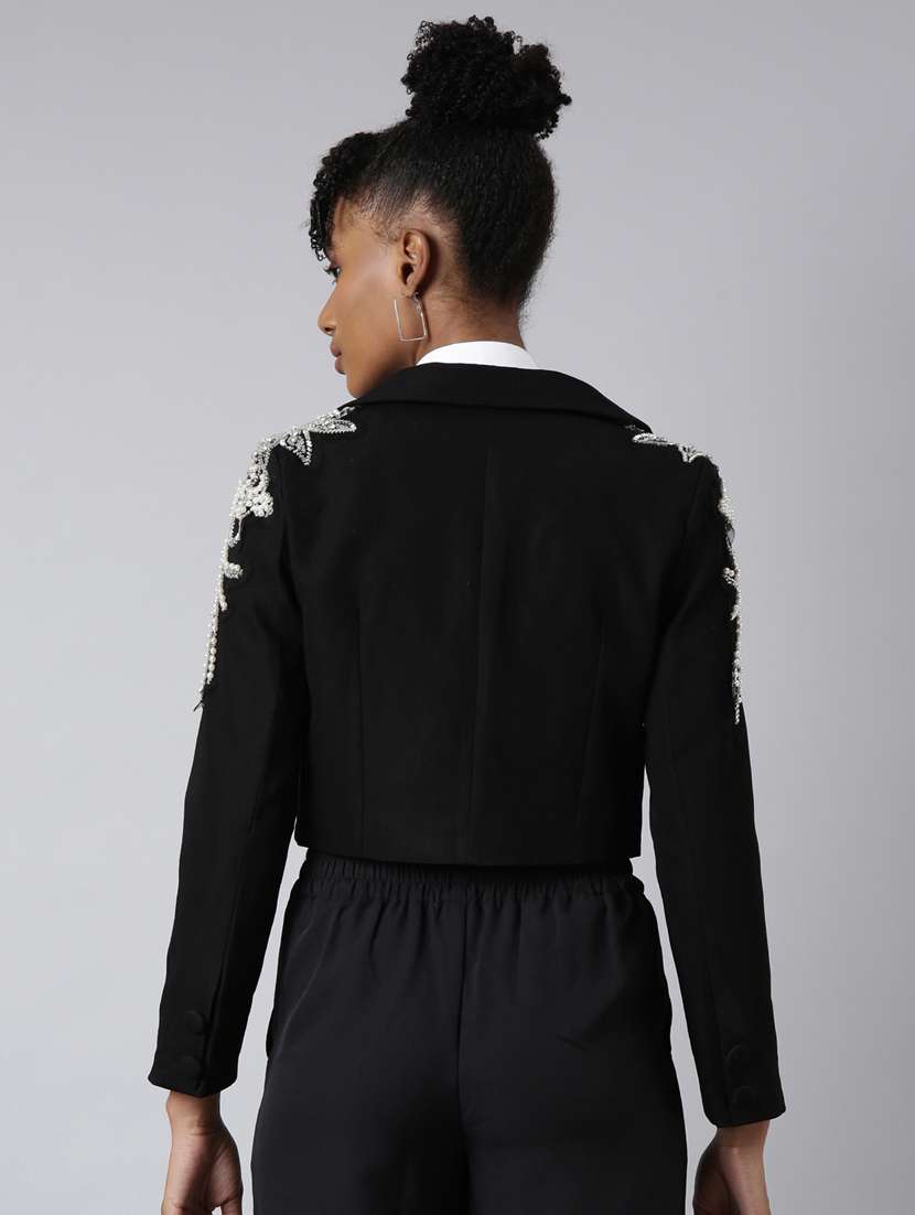 black cotton blend single breasted blazer - 20912310 -  Standard Image - 2