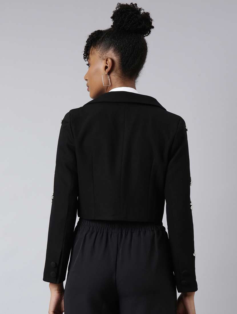 black cotton blend single breasted blazer - 20912312 -  Standard Image - 2
