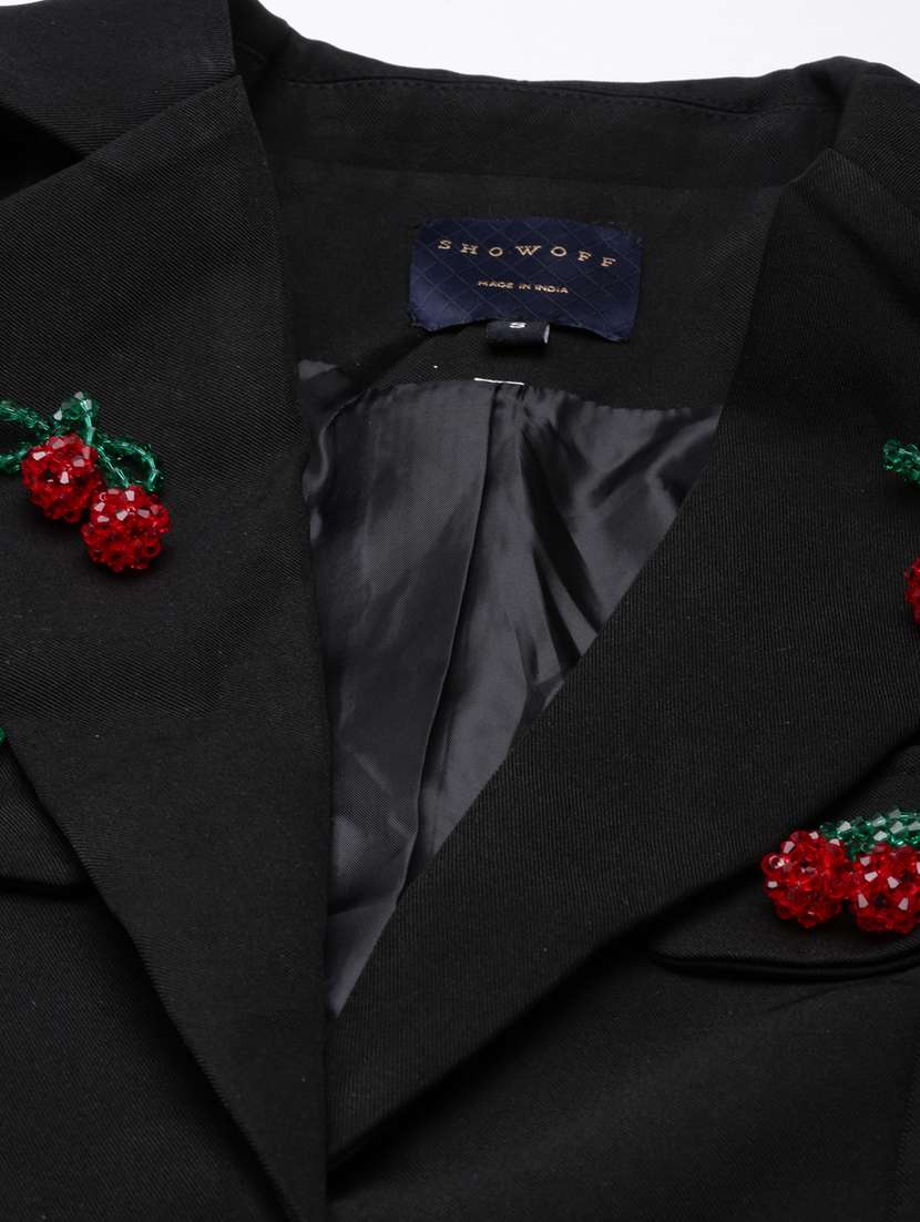 black cotton blend single breasted blazer - 20912313 - Standard Image - 7