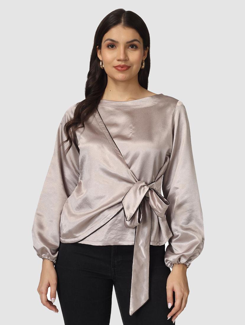 women silver solids long sleeves tops - 20912321 - Zoom Image - 0