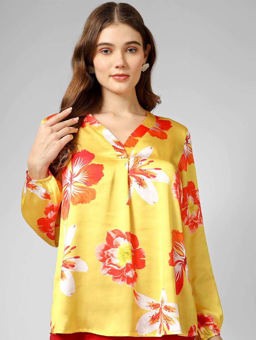 women floral print long sleeves top - 20912322 - Zoom Image - 0
