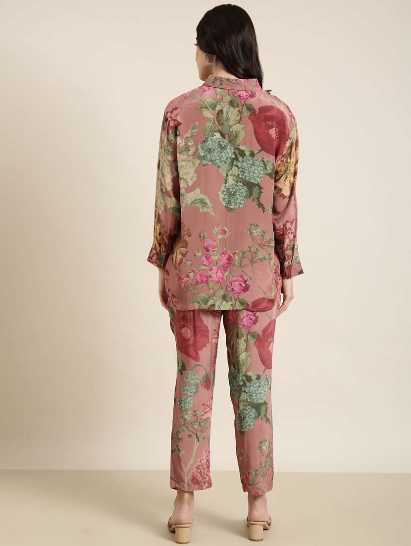women floral print shirt and trouser co-ord set - 20913390 - Standard Image - 2