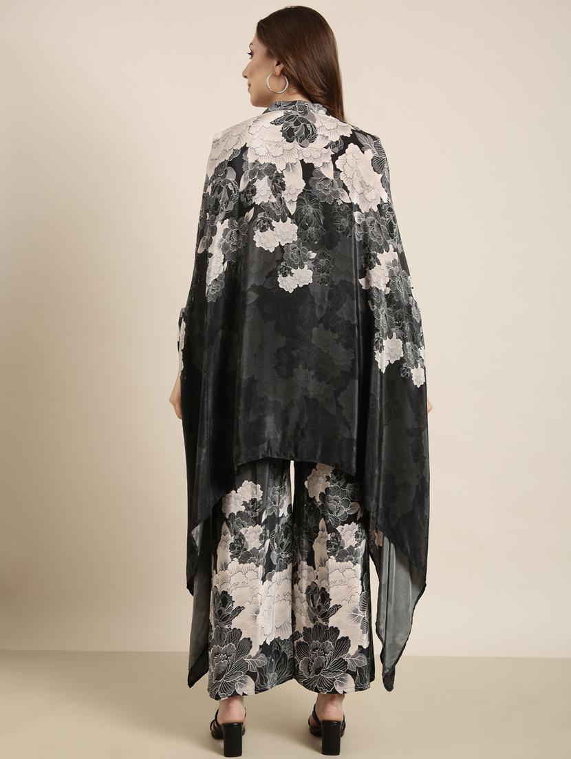 women charcoal floral printed shirt and trouser co-ord set - 20913398 - Standard Image - 2