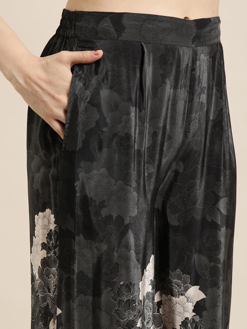 women charcoal floral printed shirt and trouser co-ord set - 20913398 - Standard Image - 7