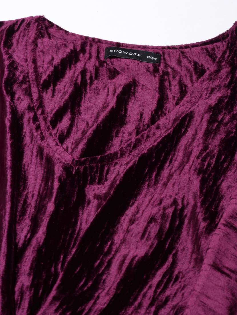 women burgundy solid fit & flare dress - 20915720 -  Standard Image - 7