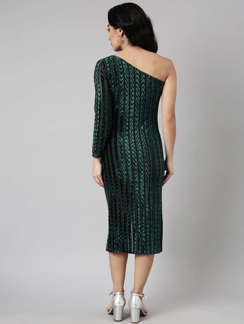 women striped single shoulder dress - 20915726 - Standard Image - 2