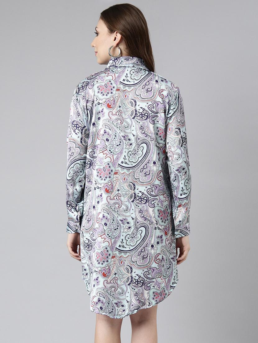 women printed collared shirt dress - 20915733 - Standard Image - 2