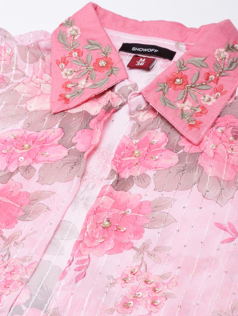 pink floral printed layered dress - 20915739 - Standard Image - 7