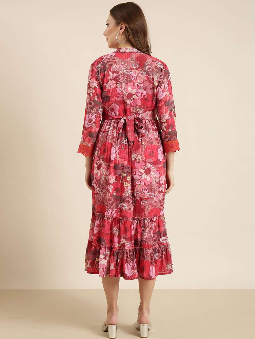 women pink floral printed layered dress - 20915740 -  Standard Image - 2